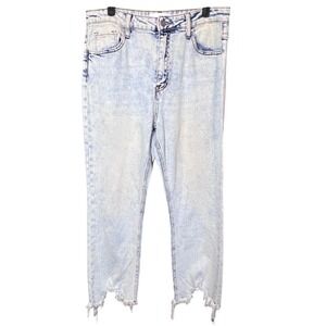 Vervet Los Angeles Blue Acid Wash Frayed Shark Bite Hem Jeans Denim Womens 30